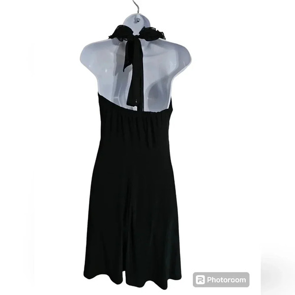 Dressbarn Collection Black Halter Dress Women 10 Ruffle Flounce Cocktail Gothic - Picture 4 of 8